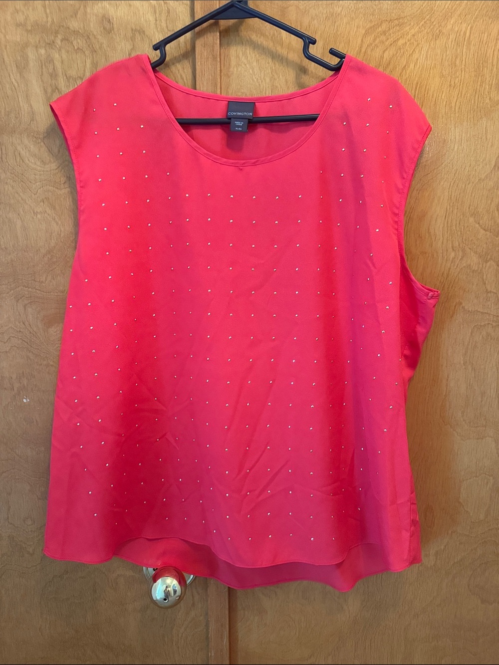 Covington Hot Pink Studded Sleeveless Top